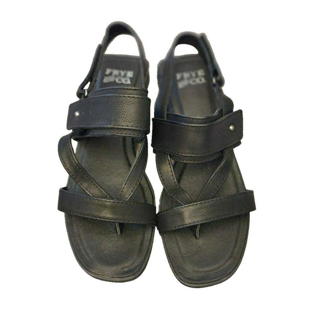 Frye and Co. Cassia Flat Sandals Black Adjustable Strap Size 6 M - Picture 2 of 9